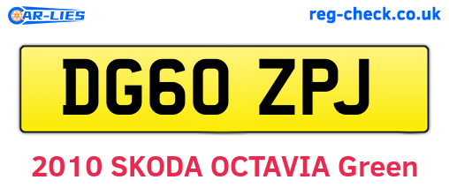 DG60ZPJ are the vehicle registration plates.