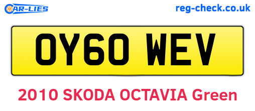 OY60WEV are the vehicle registration plates.
