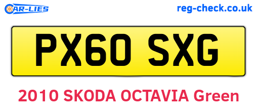 PX60SXG are the vehicle registration plates.