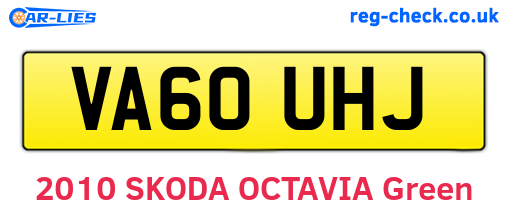 VA60UHJ are the vehicle registration plates.