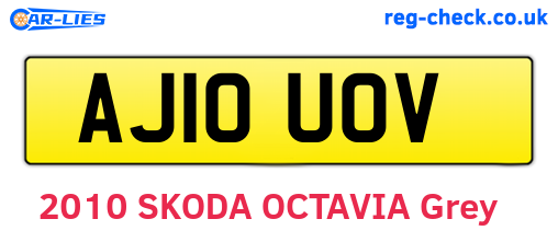 AJ10UOV are the vehicle registration plates.