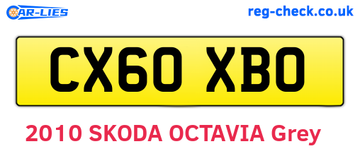 CX60XBO are the vehicle registration plates.
