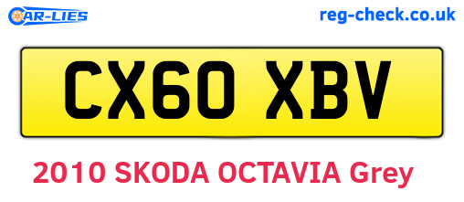 CX60XBV are the vehicle registration plates.