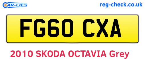 FG60CXA are the vehicle registration plates.