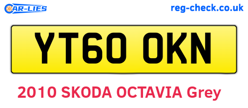 YT60OKN are the vehicle registration plates.