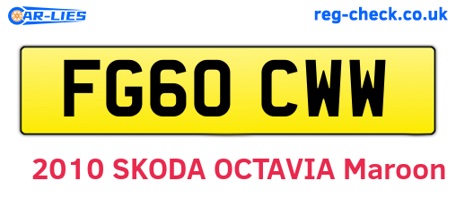 FG60CWW are the vehicle registration plates.