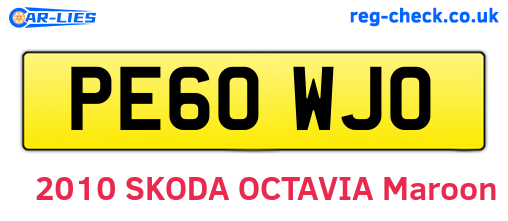 PE60WJO are the vehicle registration plates.