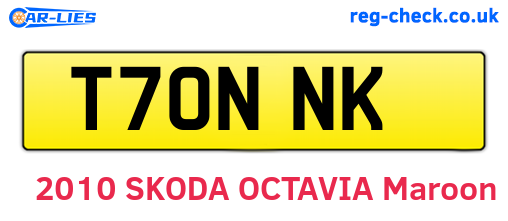 T70NNK are the vehicle registration plates.