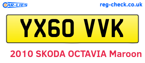 YX60VVK are the vehicle registration plates.
