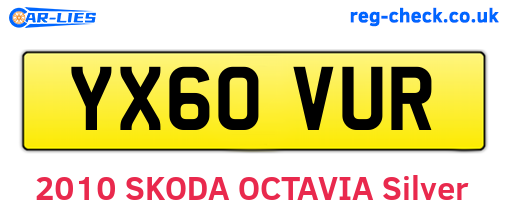 YX60VUR are the vehicle registration plates.