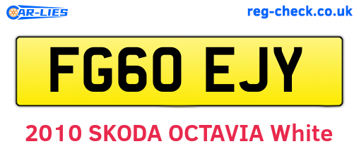 FG60EJY are the vehicle registration plates.