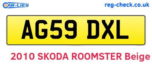 AG59DXL are the vehicle registration plates.