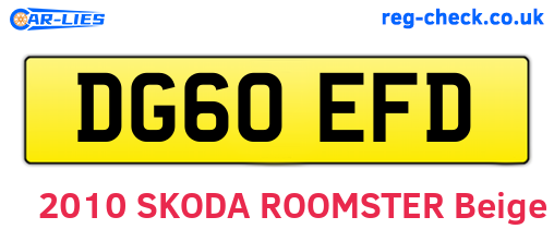 DG60EFD are the vehicle registration plates.
