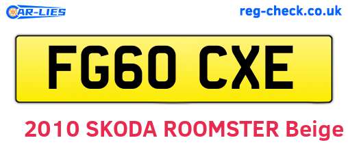 FG60CXE are the vehicle registration plates.