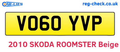 VO60YVP are the vehicle registration plates.