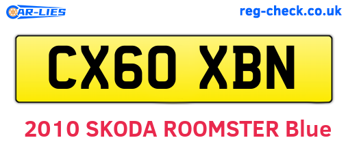 CX60XBN are the vehicle registration plates.