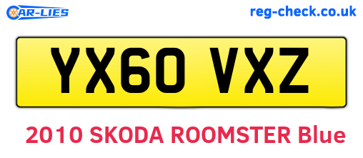 YX60VXZ are the vehicle registration plates.