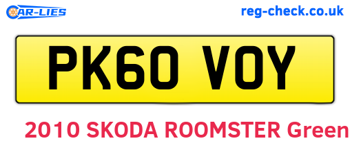 PK60VOY are the vehicle registration plates.