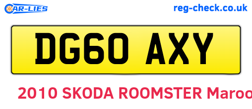 DG60AXY are the vehicle registration plates.