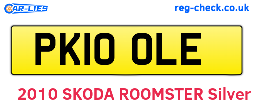 PK10OLE are the vehicle registration plates.