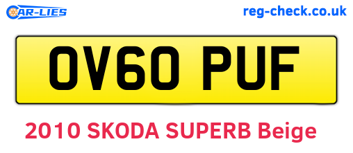 OV60PUF are the vehicle registration plates.