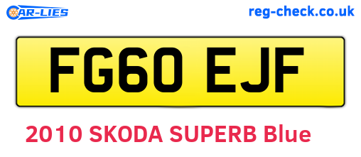 FG60EJF are the vehicle registration plates.