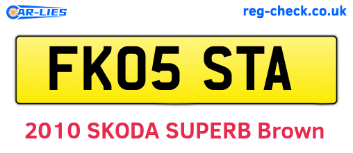 FK05STA are the vehicle registration plates.