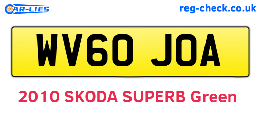 WV60JOA are the vehicle registration plates.