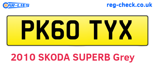 PK60TYX are the vehicle registration plates.