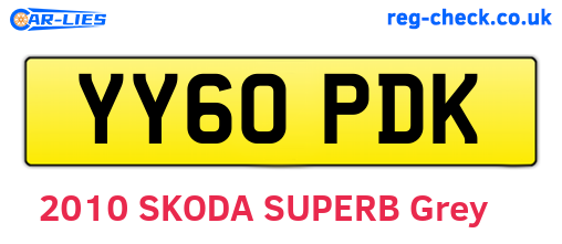 YY60PDK are the vehicle registration plates.