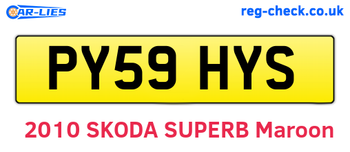 PY59HYS are the vehicle registration plates.