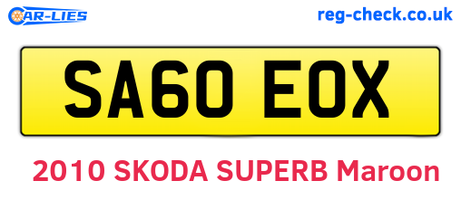 SA60EOX are the vehicle registration plates.