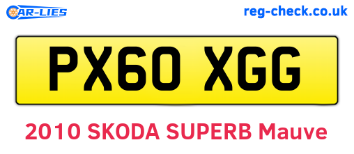 PX60XGG are the vehicle registration plates.