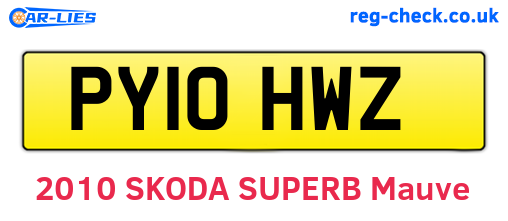 PY10HWZ are the vehicle registration plates.
