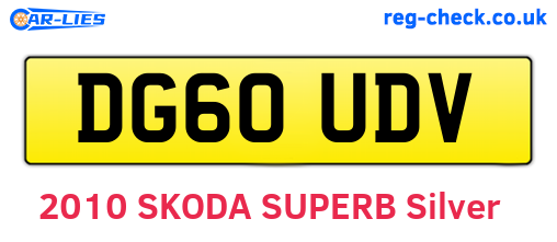 DG60UDV are the vehicle registration plates.