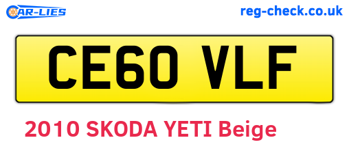 CE60VLF are the vehicle registration plates.
