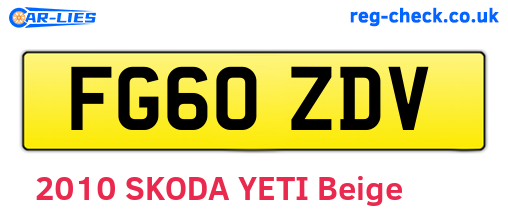 FG60ZDV are the vehicle registration plates.