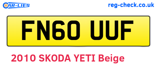 FN60UUF are the vehicle registration plates.