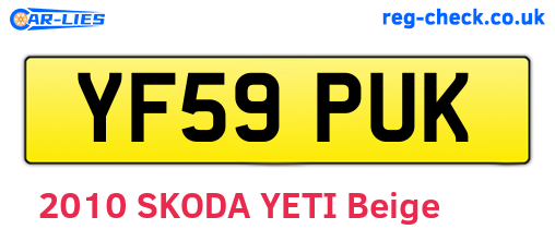 YF59PUK are the vehicle registration plates.
