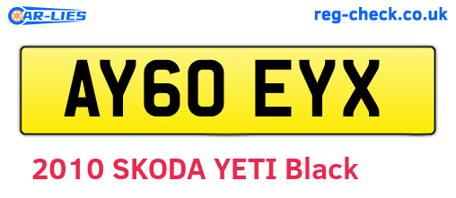 AY60EYX are the vehicle registration plates.