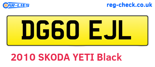 DG60EJL are the vehicle registration plates.