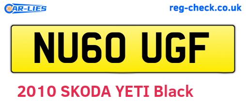 NU60UGF are the vehicle registration plates.