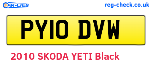 PY10DVW are the vehicle registration plates.