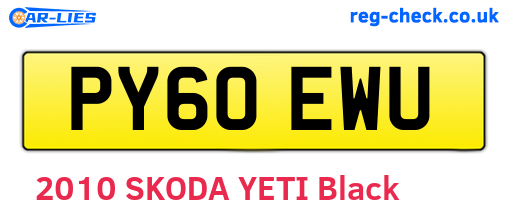 PY60EWU are the vehicle registration plates.