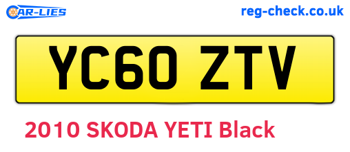 YC60ZTV are the vehicle registration plates.