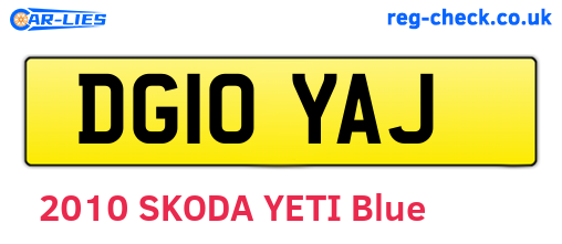 DG10YAJ are the vehicle registration plates.