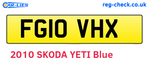 FG10VHX are the vehicle registration plates.