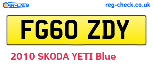 FG60ZDY are the vehicle registration plates.