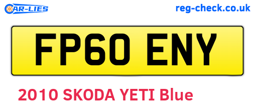 FP60ENY are the vehicle registration plates.