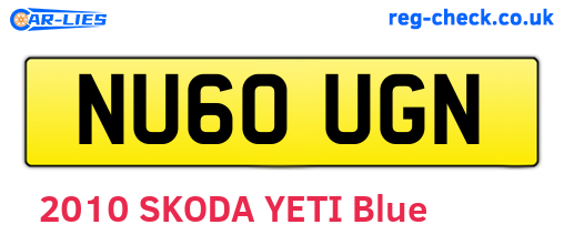 NU60UGN are the vehicle registration plates.